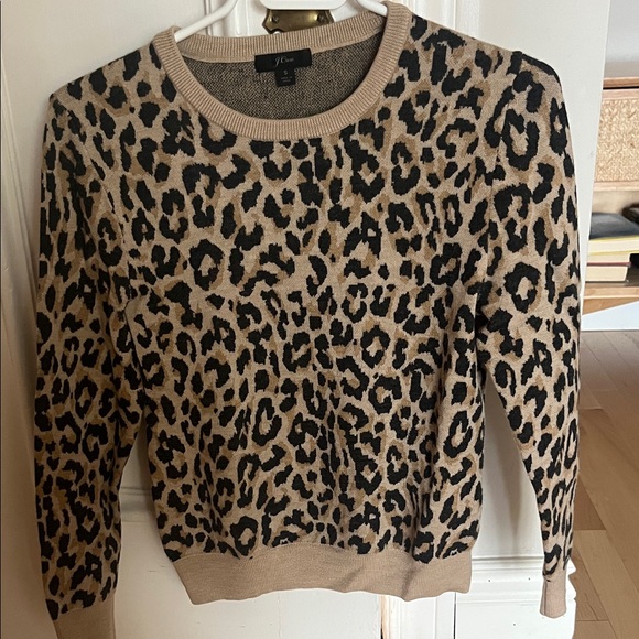 J. Crew Sweaters - J. Crew Leopard Print Crewneck Sweater - Beige and Black